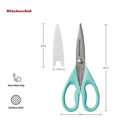 KitchenAid All Purpose Kitchen Shears with Protective Sheath Durable Stainless Steel Scissors, Dishwasher Safe, Soft Grip Comfort Handle, 8.72 Inch, Black