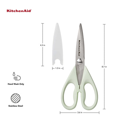 KitchenAid All Purpose Kitchen Shears with Protective Sheath Durable Stainless Steel Scissors, Dishwasher Safe, Soft Grip Comfort Handle, 8.72 Inch, Black