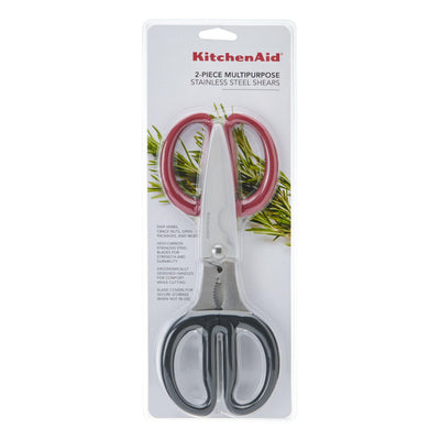 KitchenAid All Purpose Kitchen Shears with Protective Sheath Durable Stainless Steel Scissors, Dishwasher Safe, Soft Grip Comfort Handle, 8.72 Inch, Black