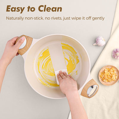 SENSARTE Ceramic Cookware Sets, Pots and Pans Set Nonstick, 14-Piece Induction Cookware, Non-toxic Healthy Non Stick Kitchen Cooking Set, with Frying Pans Set, PFAS PTFE PFOA PFOS Free