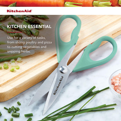 KitchenAid All Purpose Kitchen Shears with Protective Sheath Durable Stainless Steel Scissors, Dishwasher Safe, Soft Grip Comfort Handle, 8.72 Inch, Black