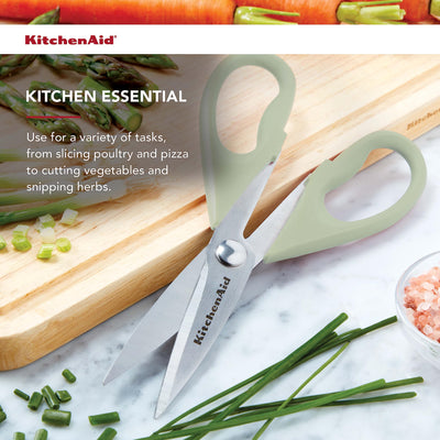KitchenAid All Purpose Kitchen Shears with Protective Sheath Durable Stainless Steel Scissors, Dishwasher Safe, Soft Grip Comfort Handle, 8.72 Inch, Black