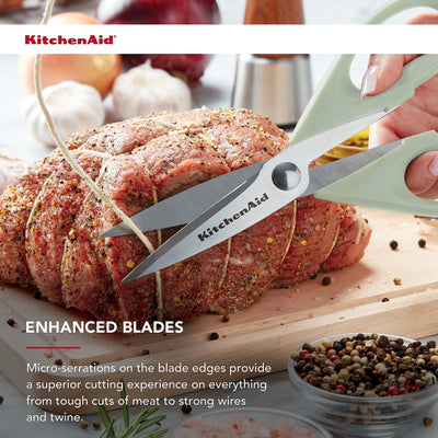 KitchenAid All Purpose Kitchen Shears with Protective Sheath Durable Stainless Steel Scissors, Dishwasher Safe, Soft Grip Comfort Handle, 8.72 Inch, Black