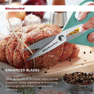 KitchenAid All Purpose Kitchen Shears with Protective Sheath Durable Stainless Steel Scissors, Dishwasher Safe, Soft Grip Comfort Handle, 8.72 Inch, Black
